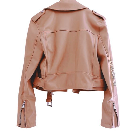 Avec Les Filles Vegan Leather Moto Jacket Camel Tan Size Large - Picture 3 of 5